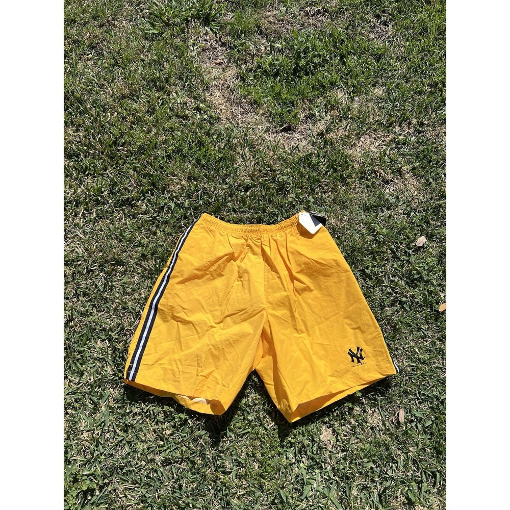 VTG New York Yankees Nylon Shorts Mens XXL Yellow Baseball NWT 2000